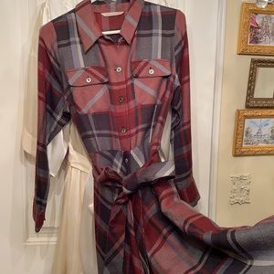 Plaid wool Soft Surroundings self-belted dress